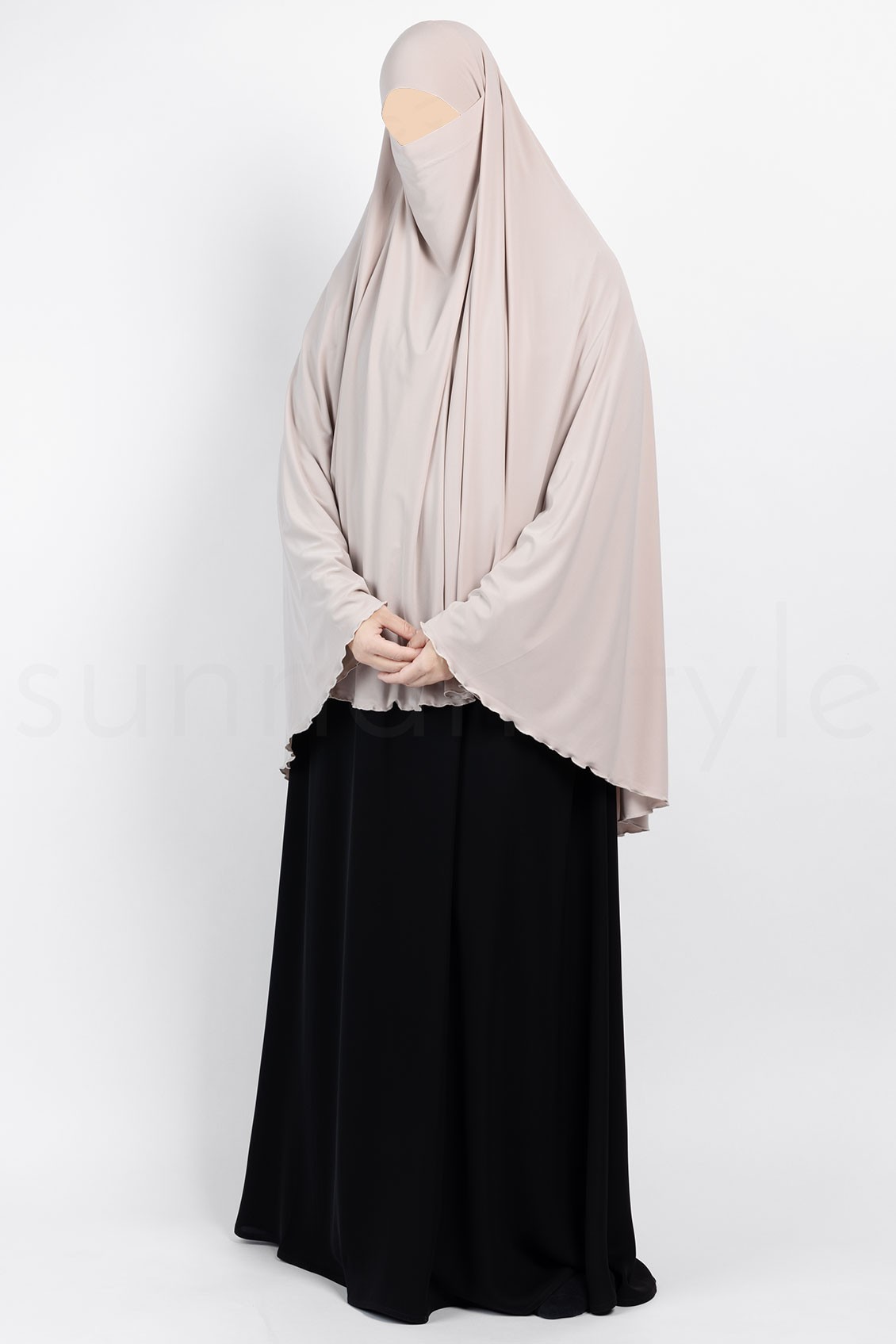 Sunnah Style Jersey Khimar Thigh Length Latte